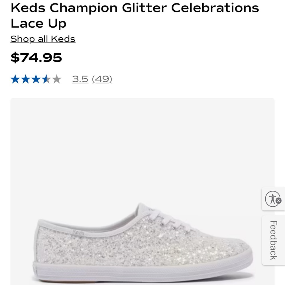 Keds Kids Glitter Lace-Up Sneakers - Silver